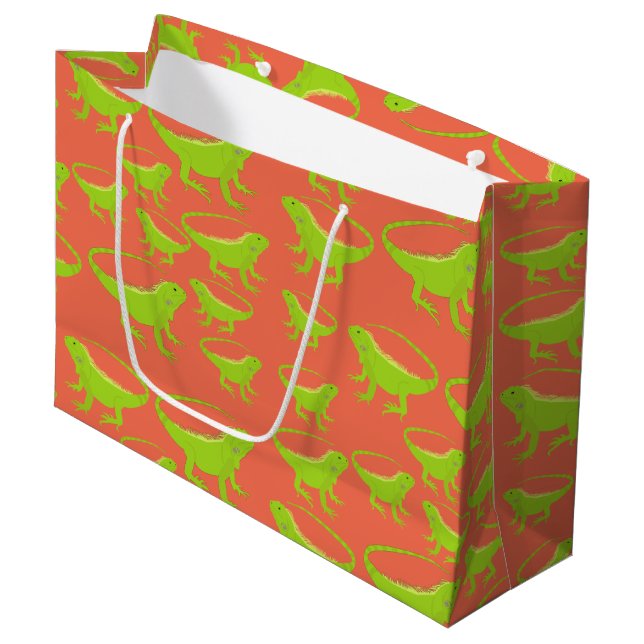Grand Sac Cadeau Motif Iguana Lizard (Devant Angle)
