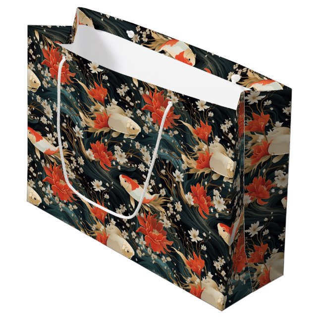 Grand Sac Cadeau Motif japonais N°1 | (Devant Angle)