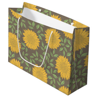 Grand Sac Cadeau Motif jaune de tournesol