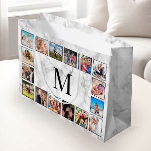 Grand Sac Cadeau Motif Marbre blanc en pierre