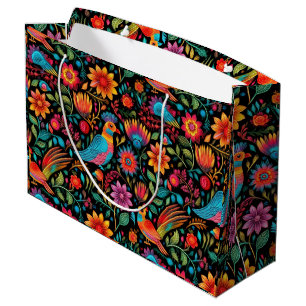 Grand Sac Cadeau Motif mexicain coloré