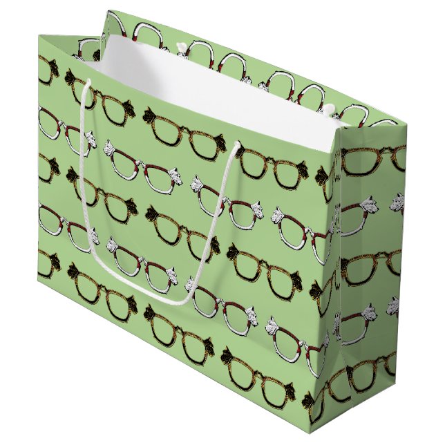 Grand Sac Cadeau Motif mignon de lunettes de Scottie (Devant Angle)