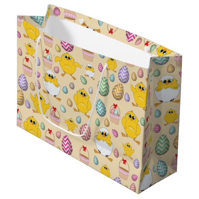 Grand Sac Cadeau Motif mignon de Pâques (Devant Angle)