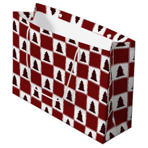 Grand Sac Cadeau Motif moderne Red Buffalo Plaid Christmas Tree