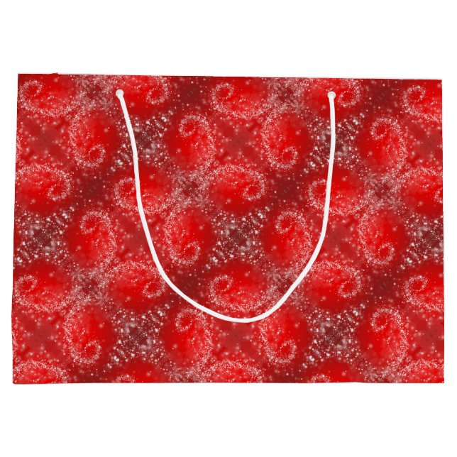 Grand Sac Cadeau Motif moderne Red Snowflake (Dos)
