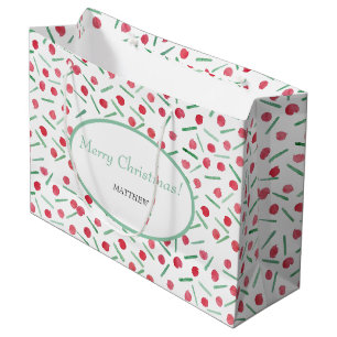 Grand Sac Cadeau Motif moderne rouge et vert Boho