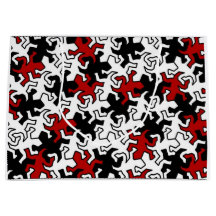 Motif Mosaic Geckos - rouge noir blanc