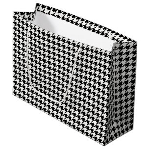 Grand Sac Cadeau Motif noir et blanc de pied-de-poule