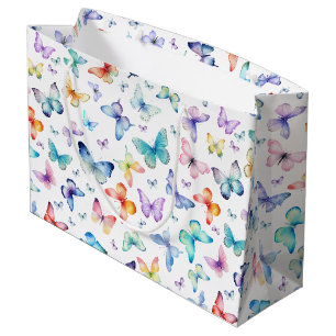 Grand Sac Cadeau Motif papillon aquarelle