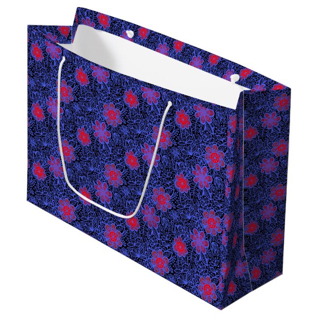Grand Sac Cadeau motif plante A13.b BG noir (Devant Angle)