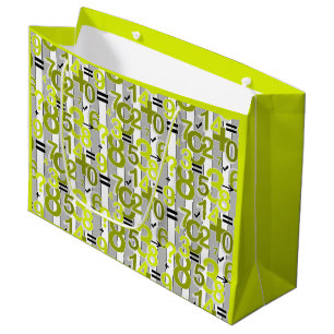 Grand Sac Cadeau Motif rétro lumineux arithmétique mathématique col