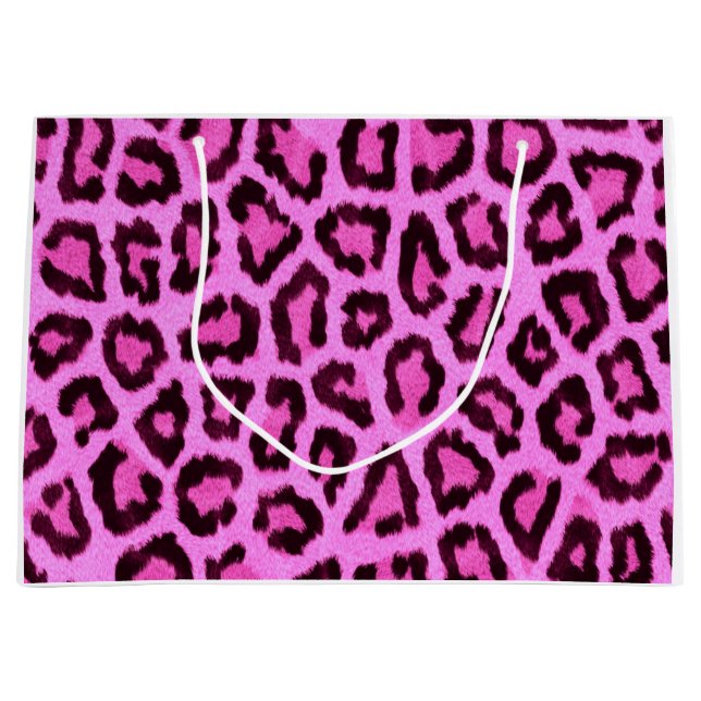 Grand Sac Cadeau Motif rose d'empreinte de léopard (Devant)