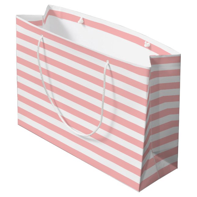 Grand Sac Cadeau Motif rose et blanc de rayure (Dos Angle)