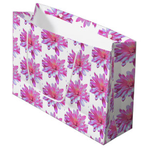 Grand Sac Cadeau Motif rose marguerite, joli motif fleuri