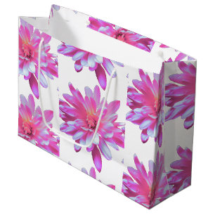 Grand Sac Cadeau Motif rose marguerite, joli motif fleuri