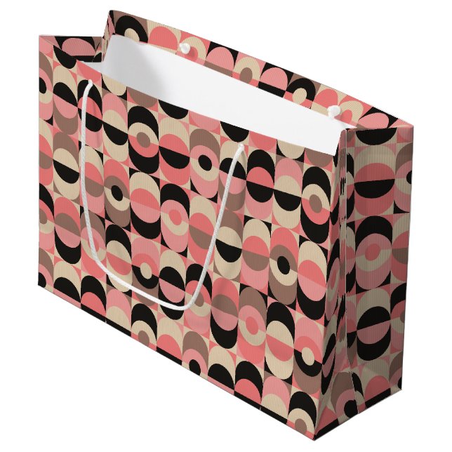 Grand Sac Cadeau Motif rose moderne de la moitié du siècle (Devant Angle)