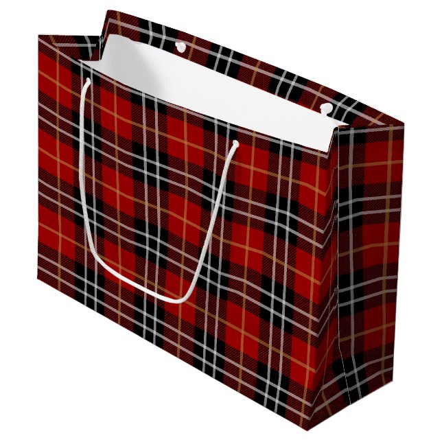 Grand Sac Cadeau Motif rouge gras et noir plaid Noël (Devant Angle)