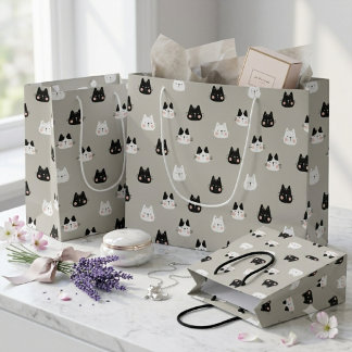 Grand Sac Cadeau Motif sans couture de chats mignons endormis