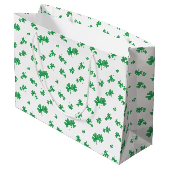Grand Sac Cadeau Motif Shamrock irlandais vert dégradé (Dos Angle)