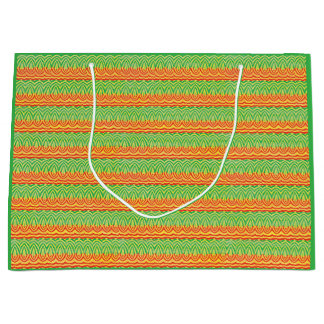 Grand Sac Cadeau Motif Tribal Géométrique Rétro Milieu de Siècle Mo