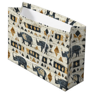 Grand Sac Cadeau Motif tribal Rhino Rustique (1)