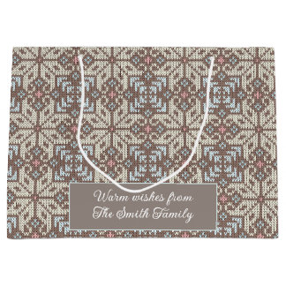 Grand Sac Cadeau Motif tricoté Fair Isle cosy Noël