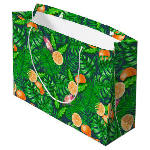 Grand Sac Cadeau Motif tropical, colibris