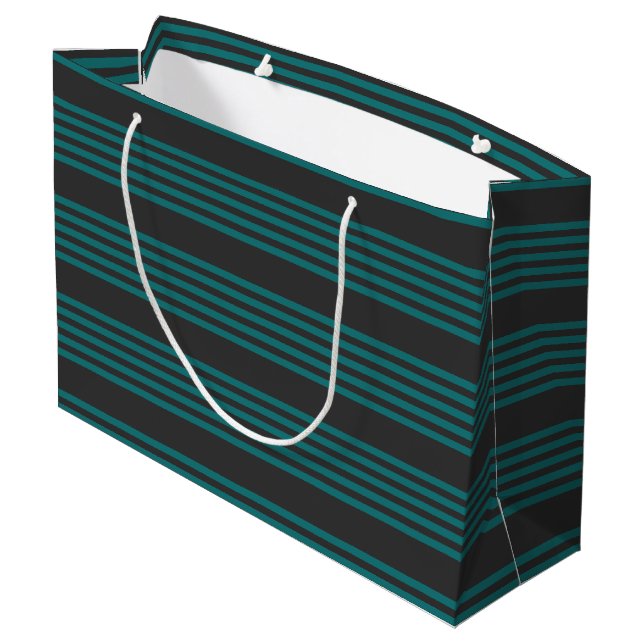 Grand Sac Cadeau motif turquoise et charbon de bois à cinq bandes (Dos Angle)