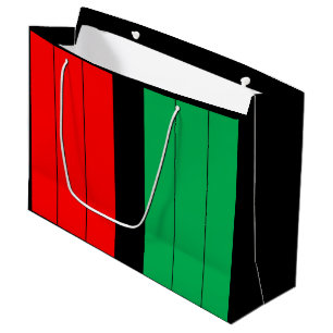 Grand Sac Cadeau Motif vert noir rouge de rayures de Kwanzaa Kinara