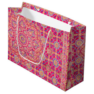 Grand Sac Cadeau Motif vintage de broderie indienne