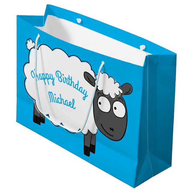 Grand Sac Cadeau Moutons Anniversaire Fête Mignonne Cartoon Enfants (Devant Angle)