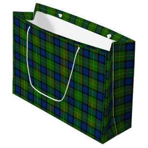 Grand Sac Cadeau Muir Moore écossais vert bleu plaid