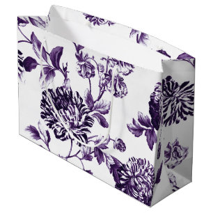 Grand Sac Cadeau Mûre noire Toile floral vintage moderne pourpre