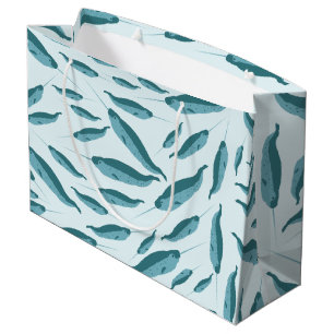 Grand Sac Cadeau Narwhal dans le Motif de l'océan bleu