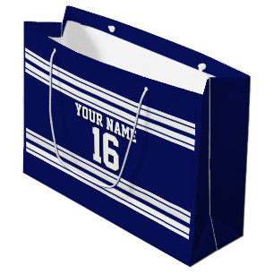 Grand Sac Cadeau Navy Blue White Team Jersey Numéro personnalisé No