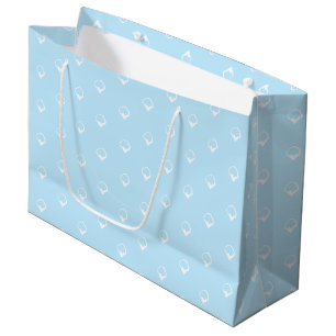 Grand Sac Cadeau Neige - White Snowflakes bleu clair cadeau d'hiver