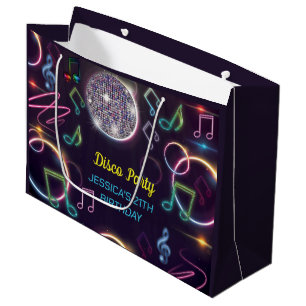 Grand Sac Cadeau Neon Glow Disco Dance Anniversaire