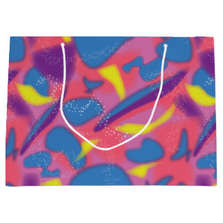 Grand Sac Cadeau Néon rétro multicolore