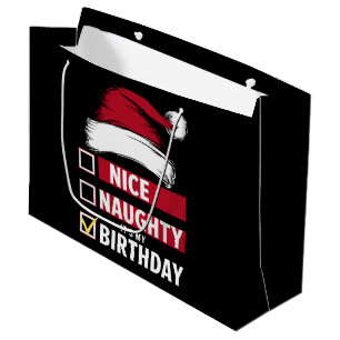 Grand Sac Cadeau Nice Naughty It's My Birthday Christmas List Père 