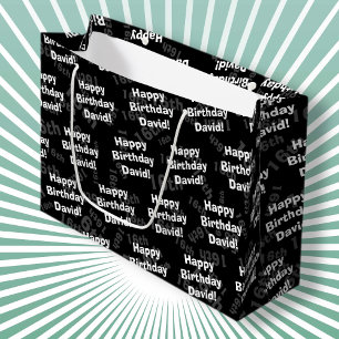 Grand Sac Cadeau N'importe quel âge et nom anniversaire heureux per