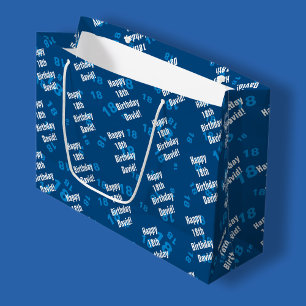 Grand Sac Cadeau N'importe quel âge et nom anniversaire heureux per