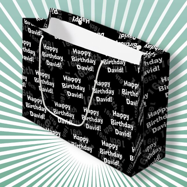 Grand Sac Cadeau N'importe quel âge et nom anniversaire heureux per (Créateur téléchargé)