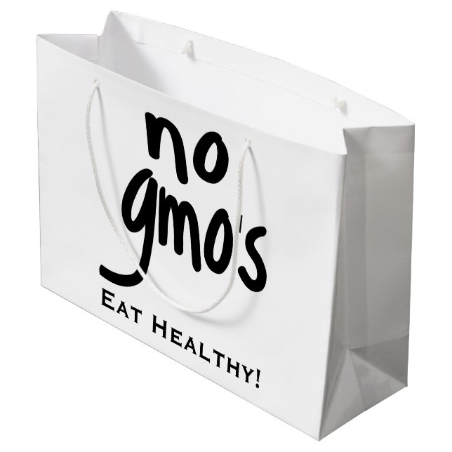 Grand Sac Cadeau No OGM's Mange Healthy Black on White (Dos Angle)