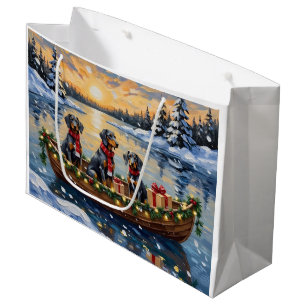 Grand Sac Cadeau Noël Bateau de vacances Bluetick Coonhound