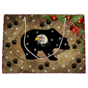 Grand Sac Cadeau Noël Black Oear Bald Eagle Wilderness