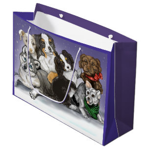 Grand Sac Cadeau Noël Chaud aux chiots