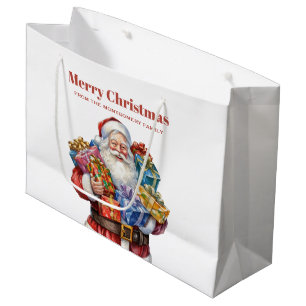 Grand Sac Cadeau Noël classique de Jolly Santa Claus