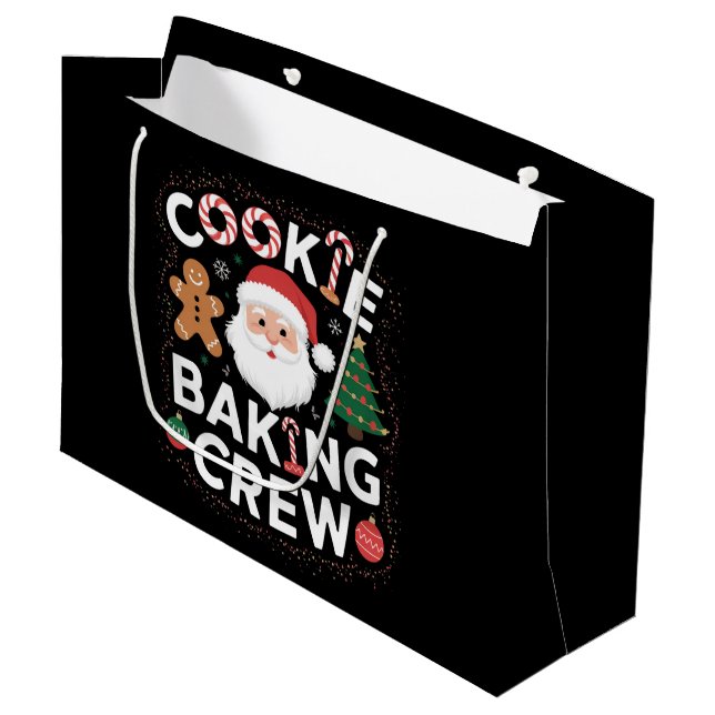 Grand Sac Cadeau Noël Cookie Baking Crew Famille Noël (Devant Angle)