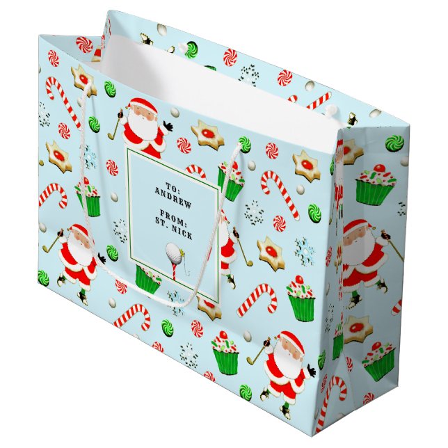 Grand Sac Cadeau Noël de golf Vacances (Devant Angle)