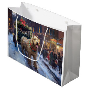 Grand Sac Cadeau Noël de la saison festive du Terrier Wheaten